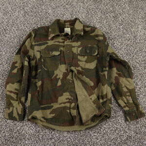 Faded Glory Boys‎ Flannel Olive Green Camouflage Long Sleeve